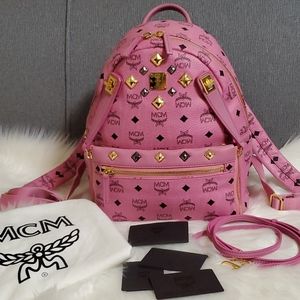 Mcm Small Pink Dual Stark Backpack